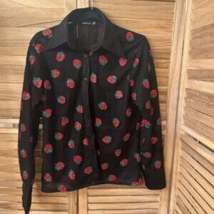 Rare Lirika Matoshi Strawberry Shirt in black size S